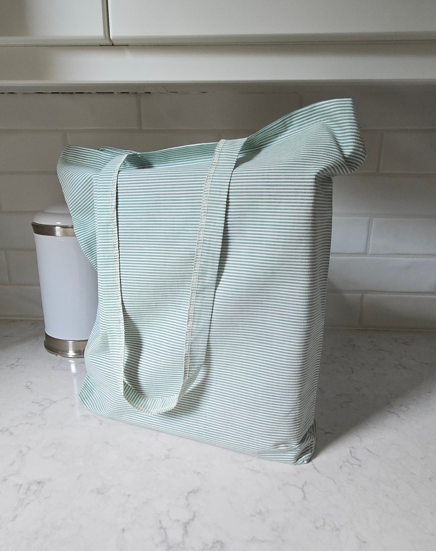 Tote Bag- mint stripes