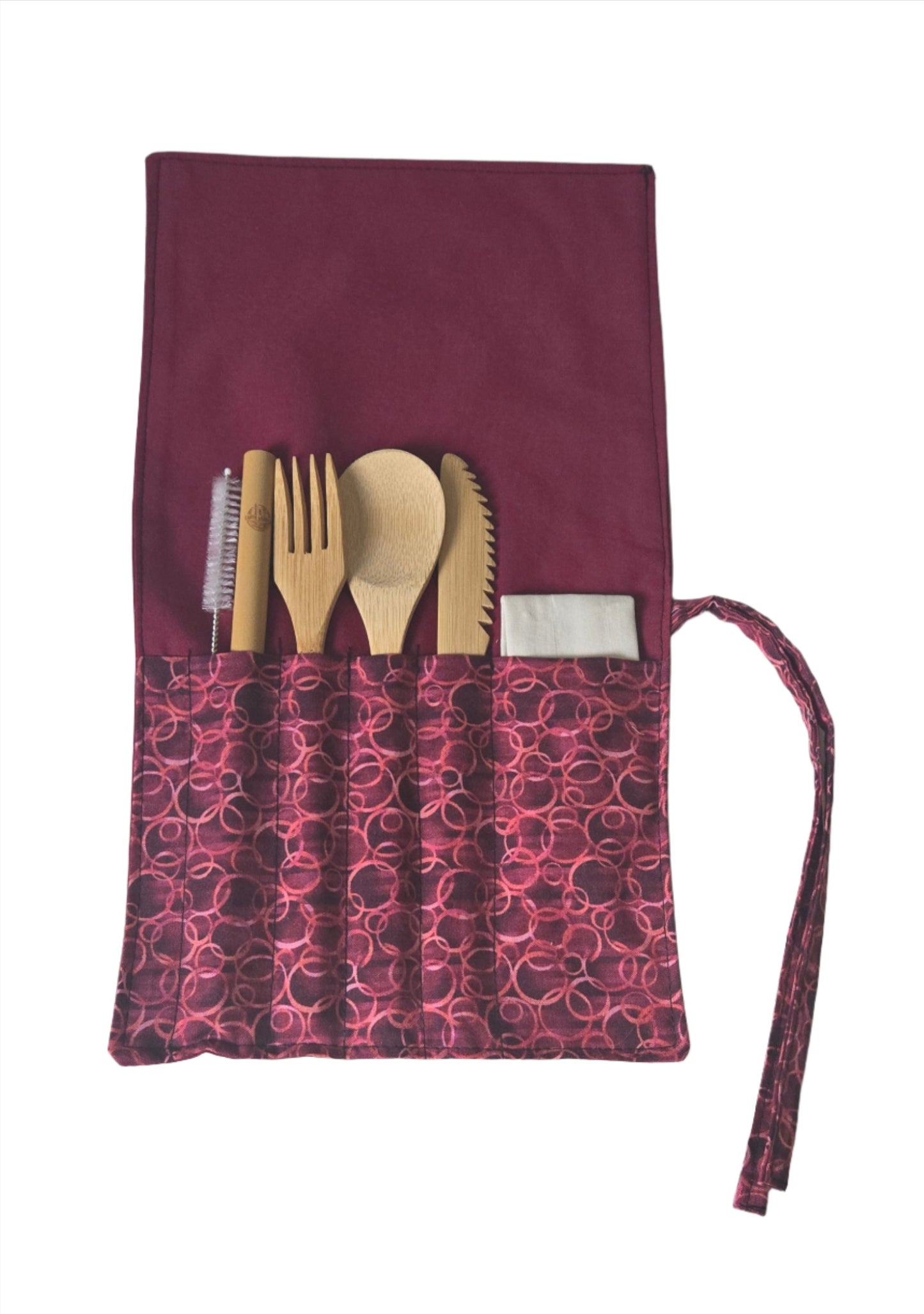 Cutlery Kit - Burgundy Bubbles