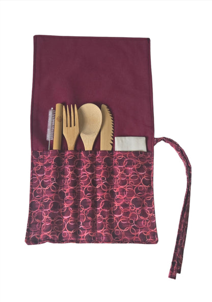 Cutlery Kit - Burgundy Bubbles