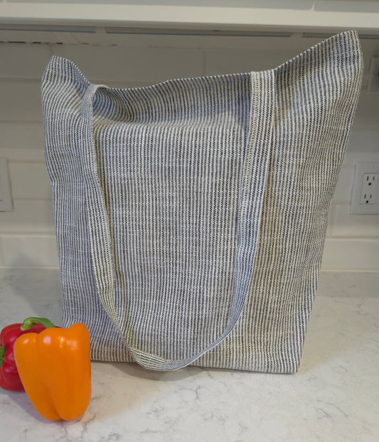 Grey Stripes Tote Bag