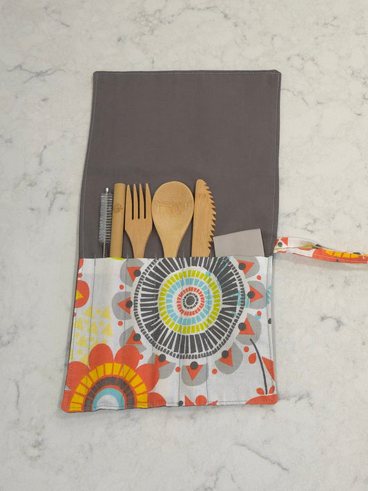 Floral Folk Bamboo Cutlery Kit