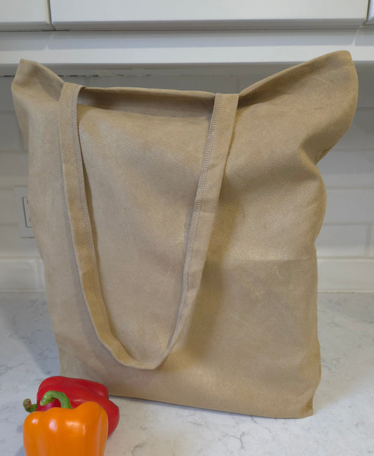 Tan Faux Suede Tote Bag