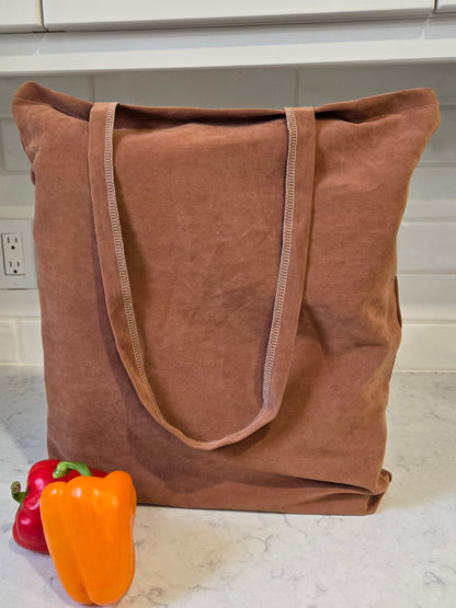 Saddle Brown Faux Suede Tote Bag
