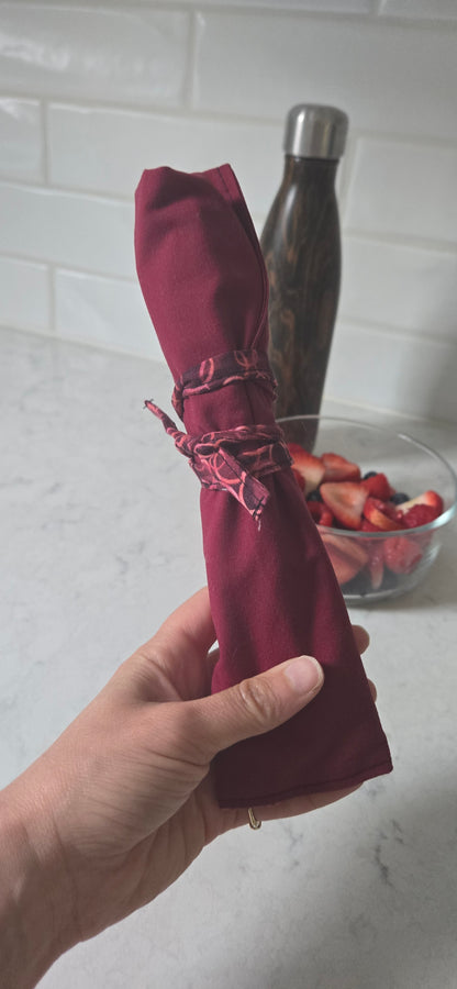 Cutlery Kit - Burgundy Bubbles