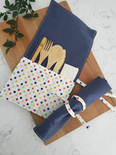 Load image into Gallery viewer, Roll up cutlery kit - polka dot door